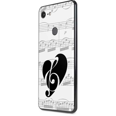 BW Musical Notes Google Pixel 3 XL Skin